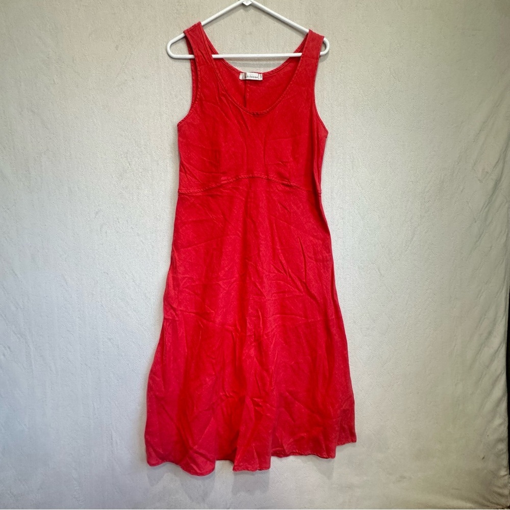 Cut Loose Apricot Fit & Flare Sleeveless V-Neck Midi Dress Sz L Made in the USA